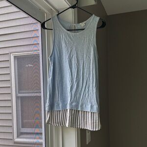 J. Crew Sky Blue Tank with Striped Detail